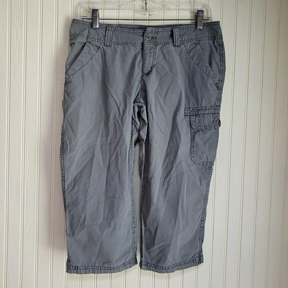 Columbia Capri Pants‎ Womens 4 Gray Twill Cargo Crop Pockets Travel Casual